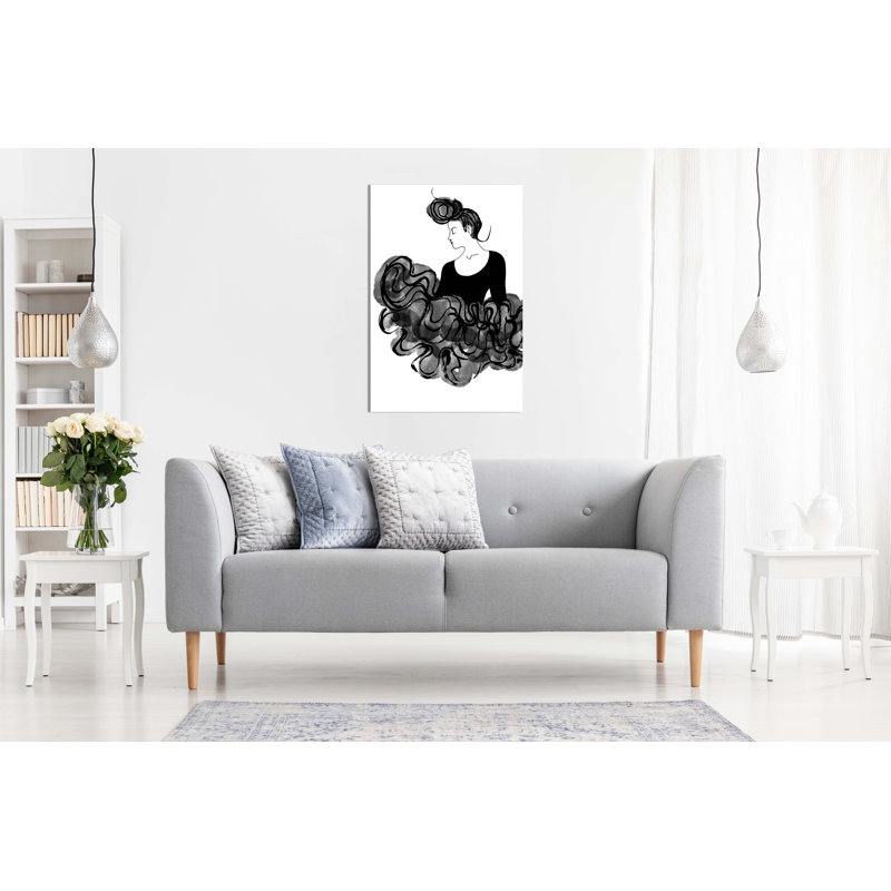 Ballerina Illustration - Wrapped Canvas Painting, 61cm H x 41cm W x 1.8cm D
