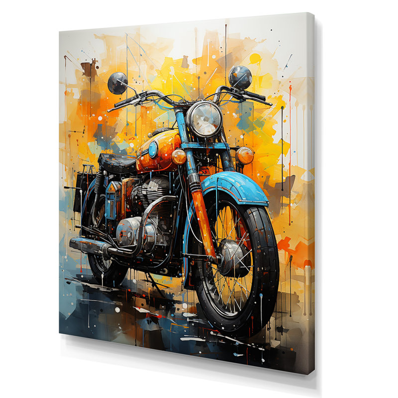 Voyage en moto surréelle I, H 32 po x l 24 po x P 1 po, Toile tendue