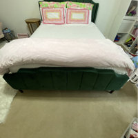 Allyson Queen Size Modern Curved Upholstered Bed Mercury Row Teen Color: Green