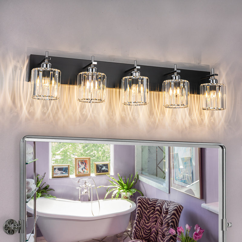 Éclairage pour meuble-lavabo à intensité variable Corless, 5, Noir mat / Chrome
