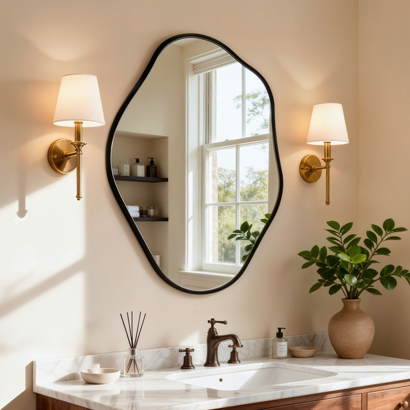 Aluminum Frame Asymmetrical Wall Mirrors, 52.5x70cm