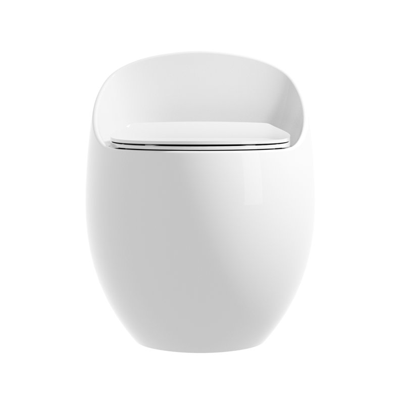Toilette simple 1,28 po en céramique blanche brillante - forme d'œuf, ignifuge, salle de bain moderne avec forme blanche, chasse d'eau, chasse d'eau