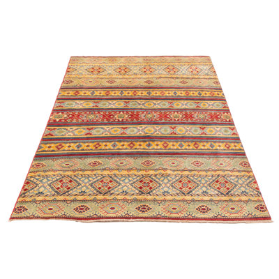 One-of-a-Kind 6'3" x 9'1" New Age Rectangle Wool Area Rug in Blue and Red