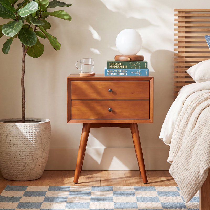Williams 2-Drawer Mini Nightstand, Chestnut