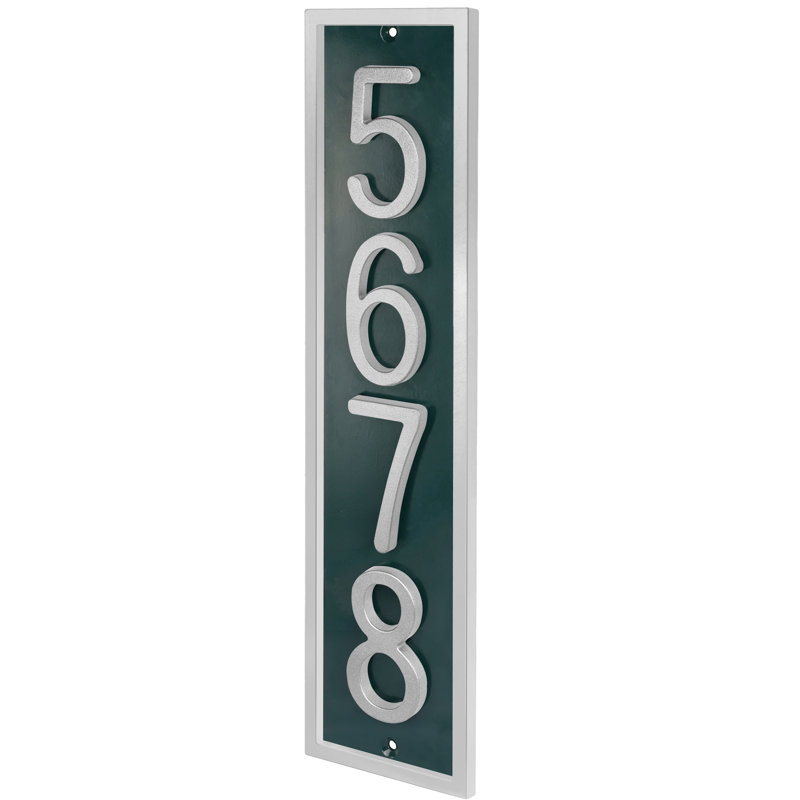 Plaque d'adresse flottante en aluminium Royal Shade, Argent argent, Oui, Vert