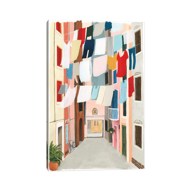 « Laundry Day II » par Grace Popp-impression d’art graphique, Pas de tapis, H 26 po x l 18 po x P 1,5 po, Toile tendue
