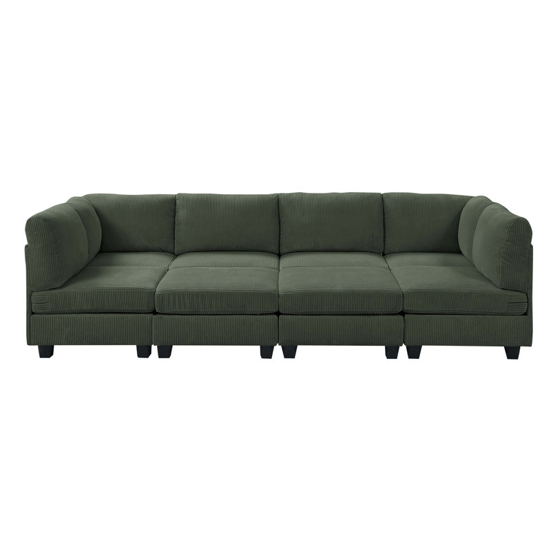 Corduroy Sectional Reversible, Dark Green