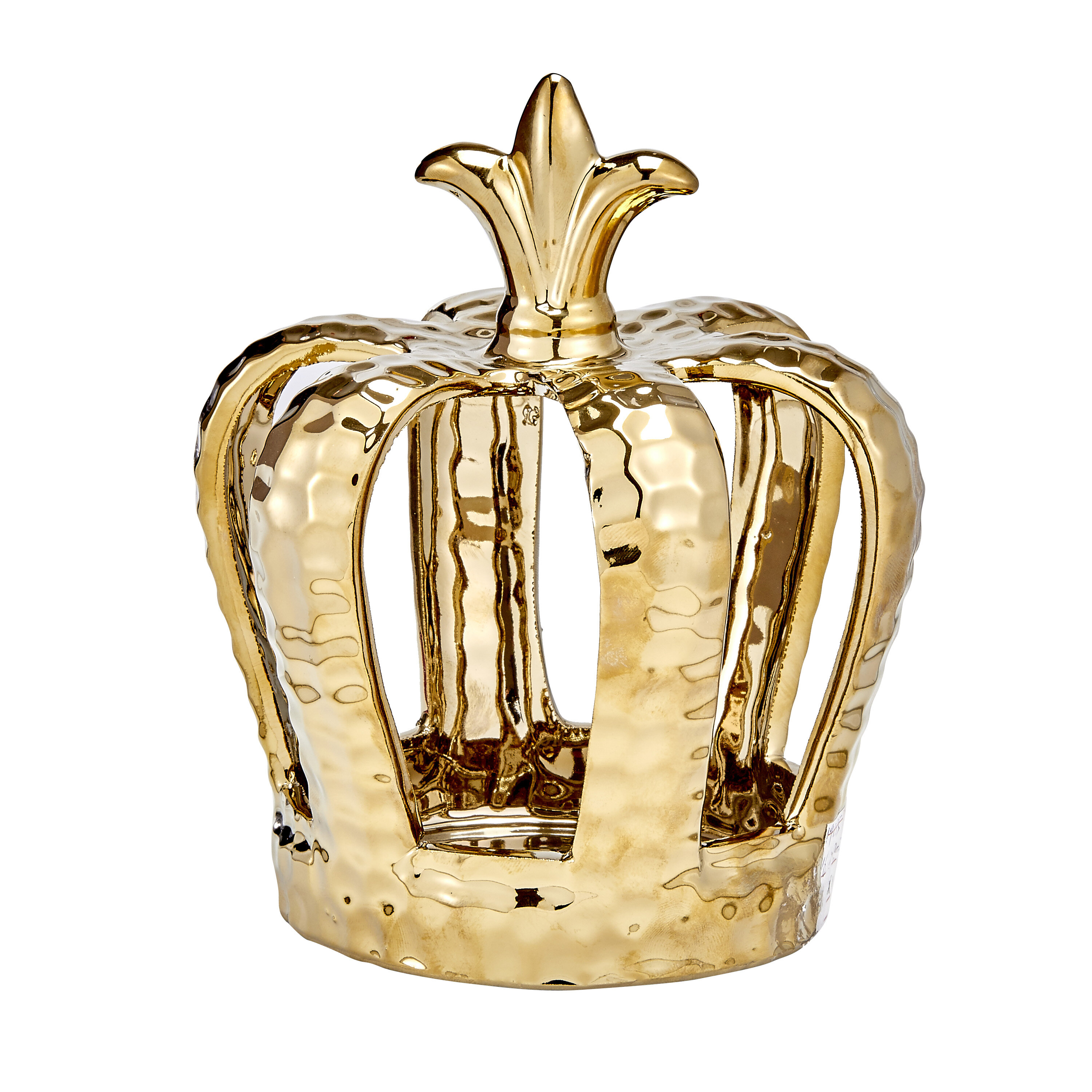 8 Gold Metal Fleur-De-Lis Top Royal Crown Cake Topper, Centerpiece