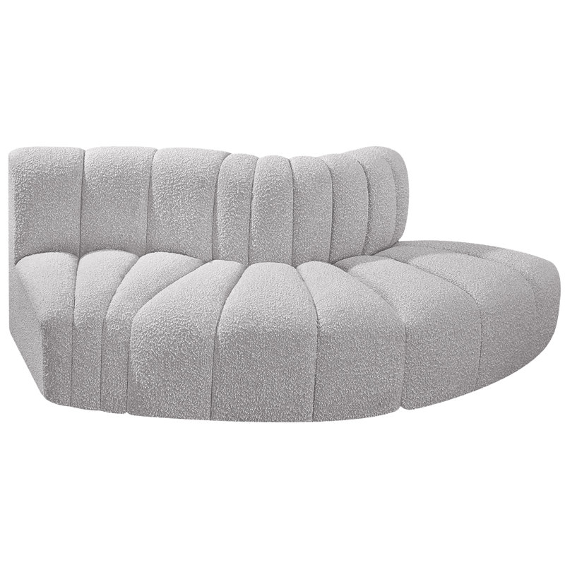 Iyre Upholstered Curved Sectional Reversible, Grey Boucle Fabric