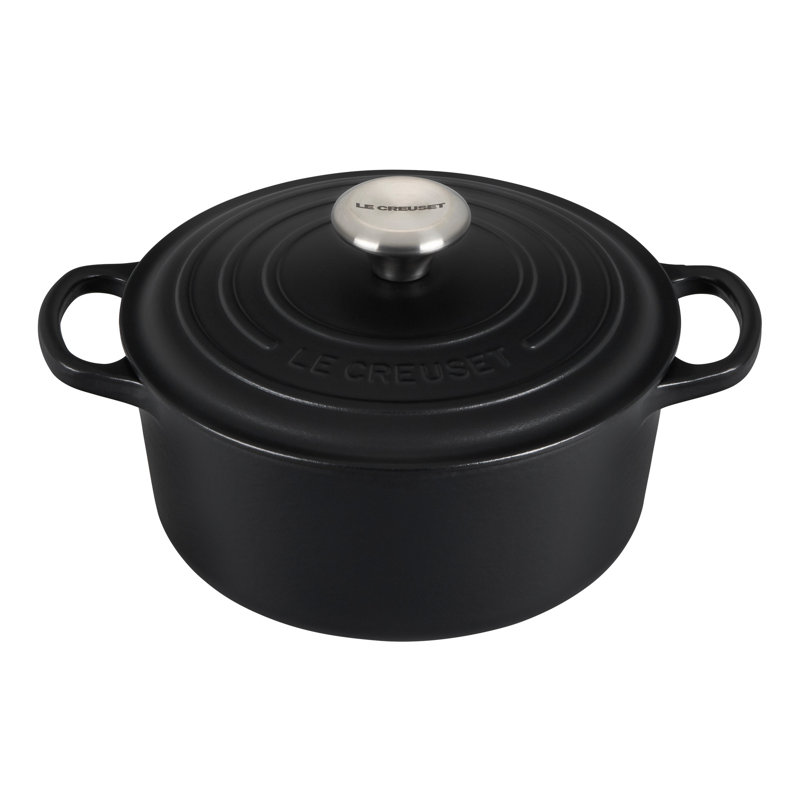 Le Creuset Signature Enameled Cast Iron Round Dutch Oven with Lid, Licorice, 6.75 quarts