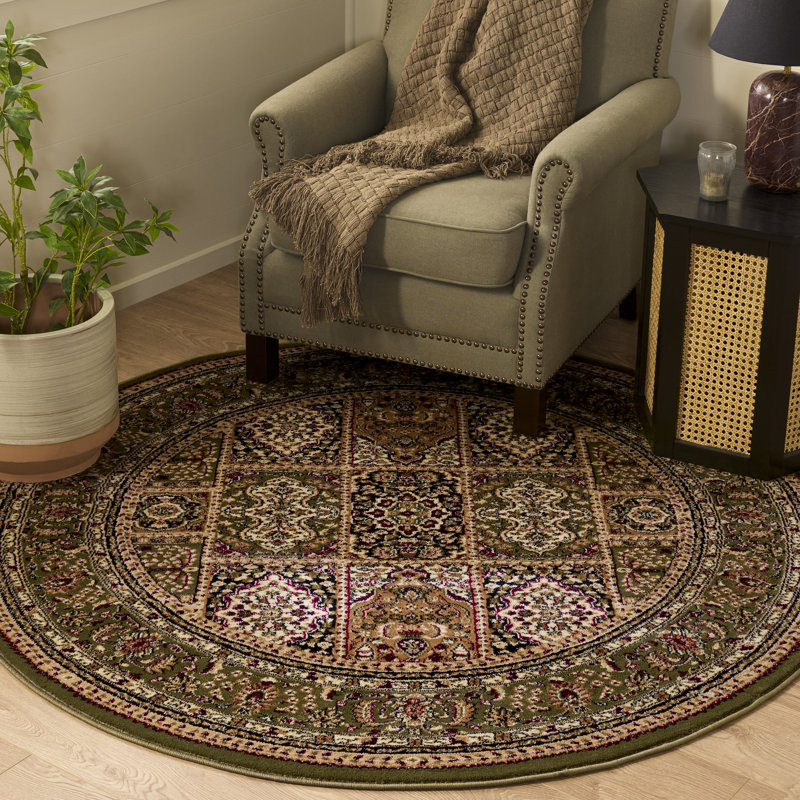 Tapis oriental vert Malayah Klose, Rond 10 pi
