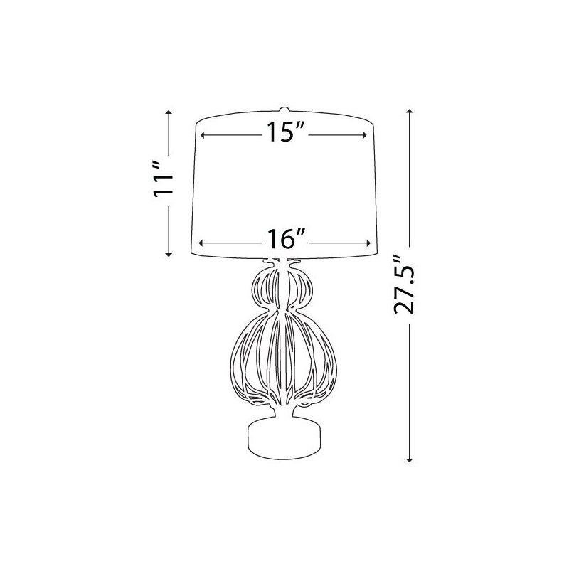 Park Avenue Buffet Table Lamp with White Fabric Drum Shade, Gold