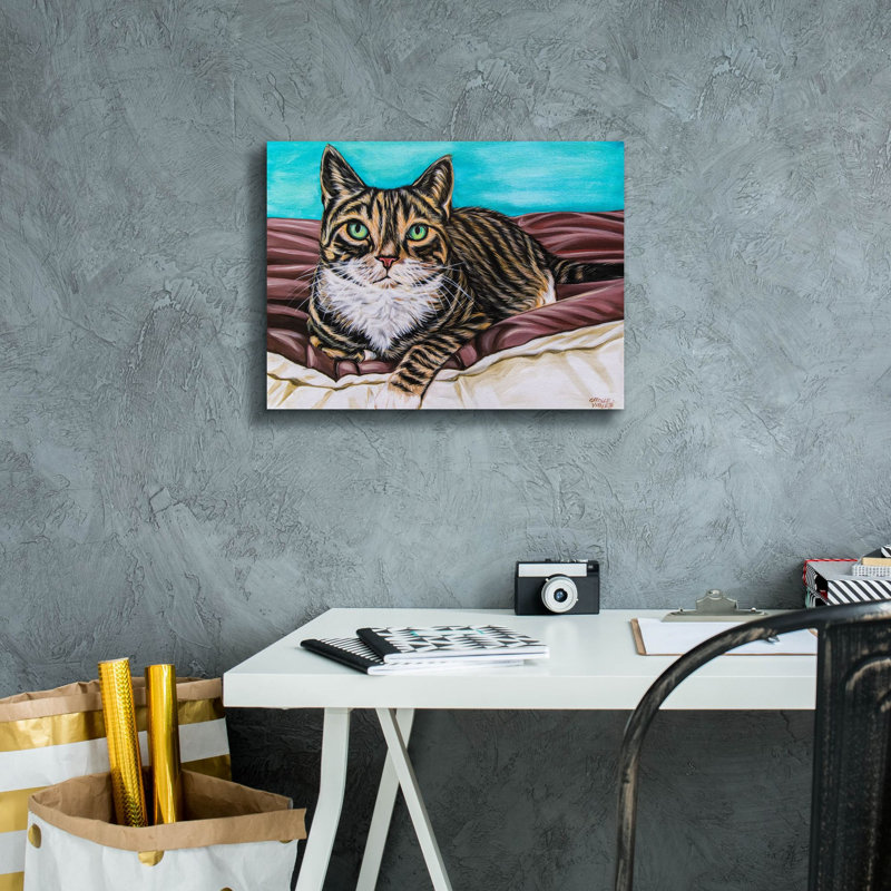«Kaleidoscope Comfy Cat» par Carolee Vitaletti, art mural sur toile, 54 po x 40 po, H 12 po x l 16 po x P 0,75 po
