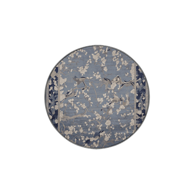 Machine Washable Gray Area Rug, Round 6'