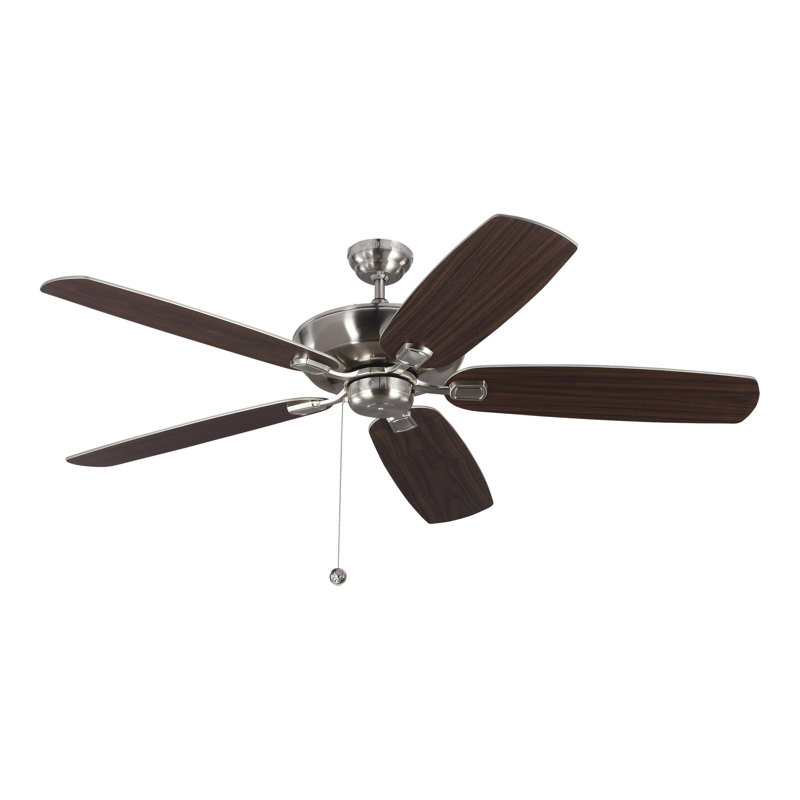 60'' Ceiling Fan, Brushed Steel with Brown Blades