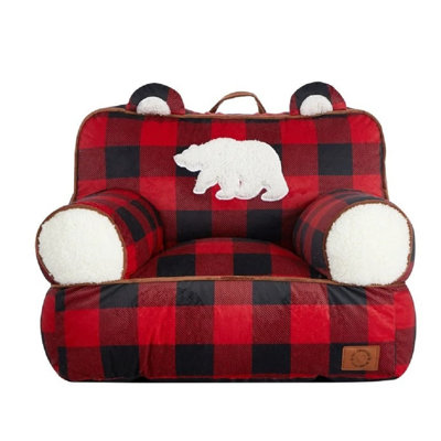 Red And Black Buffalo Check Sherpa Plush Bean Bag Chair