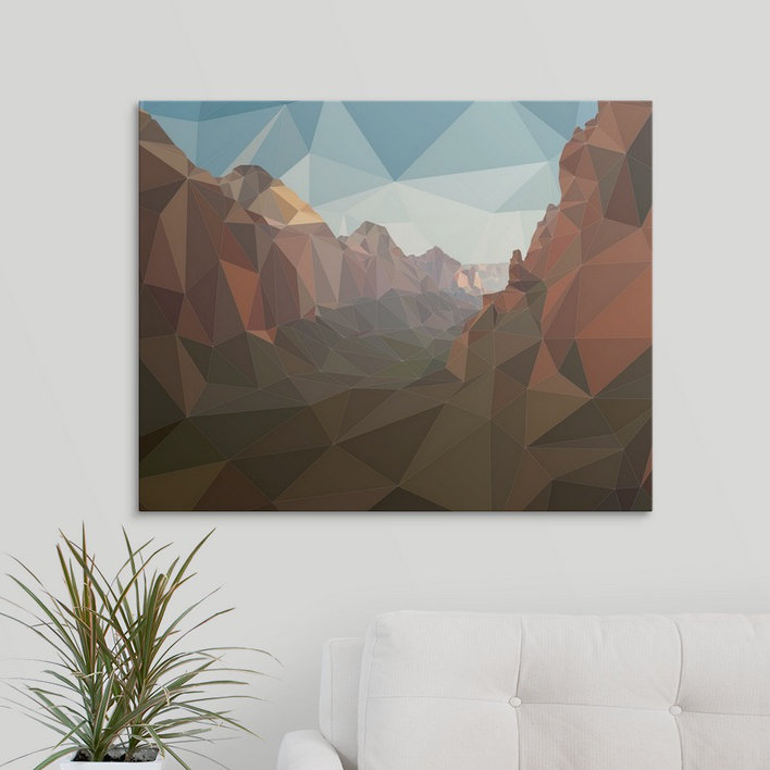 « zion national park-low-poly art », reproduction d’impression, H 24 po x l 30 po x P 1,5 po, Toile