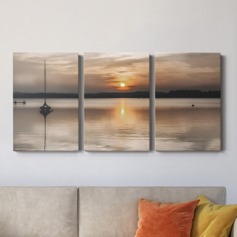 Doux coucher de soleil - Toile tendue avec châssis de qualité supérieure - Prêt à être accroché, H 60 po x l 120 po x P 1 po