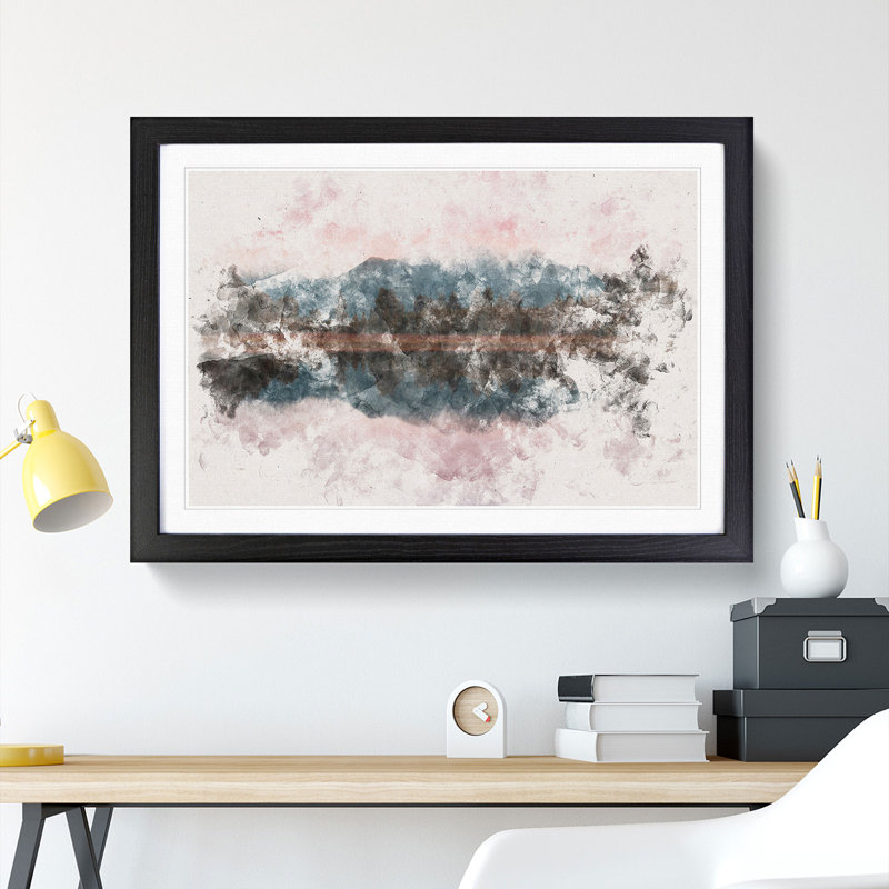 Reflection of the Mountains - Picture Frame Painting Print, 33cm H x 45cm W x 2cm D, Black Framed
