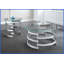 Grey Simplistic Curved Coffee Table - 35” Tempered Glass Top &amp; Chrome Base, Complements Modern Decor