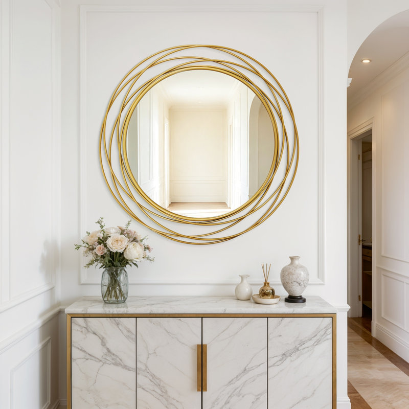Round Wall Mirror, Gold
