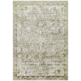 Solar Abstract Machine Made Power Loomed Viscose;Acrylic Area Rug in Olive Green