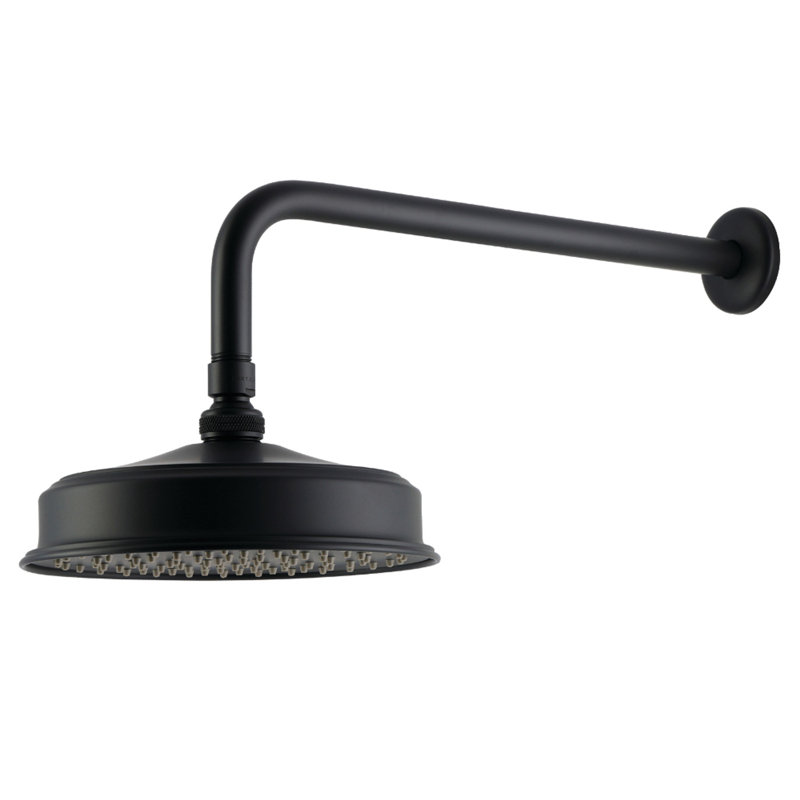 Kingston Brass Trimscape 8-Inch Round Brass Shower Head with 17-Inch Ceiling Mounted Shower Arm, Matte Black