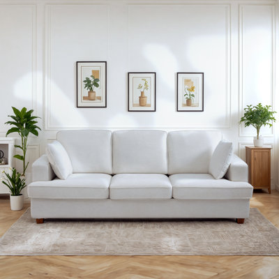Aloe 88" Mid-Century Modern Deep Seating Sofa with Removable Cushions & 2 Toss Pillows by RELUXE HOME LLC
