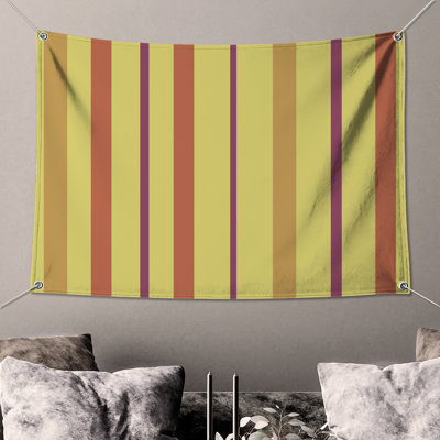 Yellow Red Stripes Wall Tapestry - Stripes Wall Decor