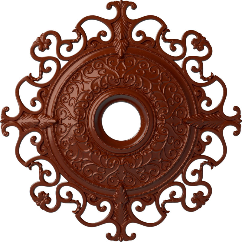 Endurathane Orleans Ceiling Medallion, 38 3/8"OD x 6 5/8"ID x 2 7/8"P (Fits Canopies up to 8 1/4"), Hand-Painted Firebrick Finish