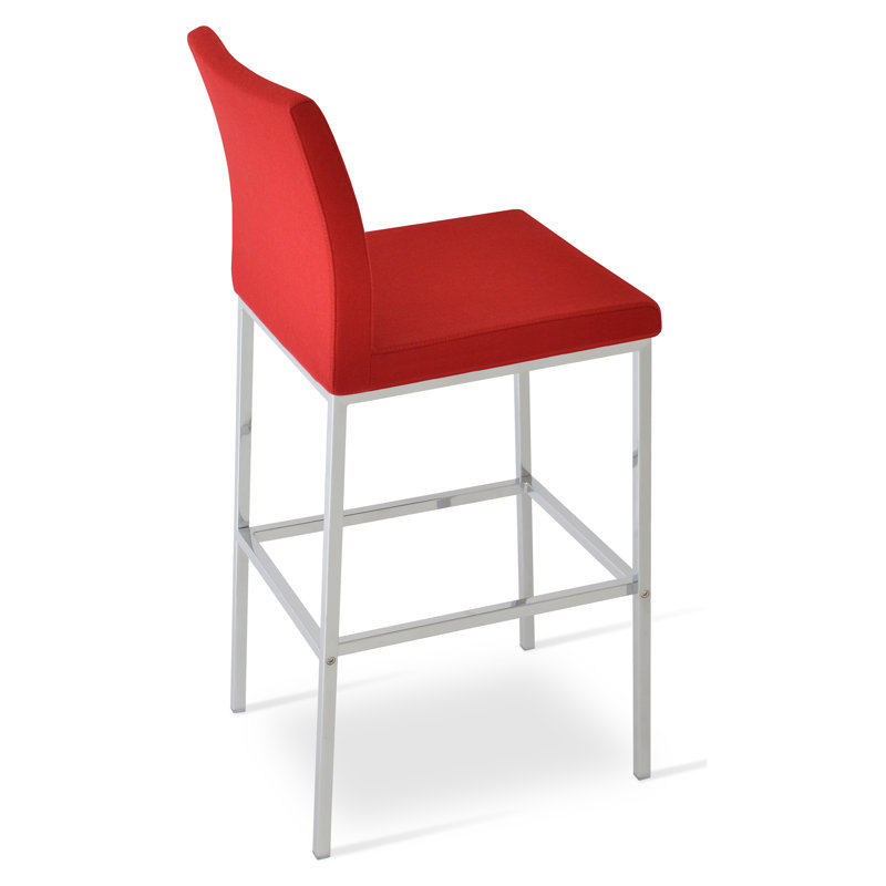 Tabouret Aria, Tabouret de bar (siège d'une hauteur de 29 po), Laine argentée, Chrome chrome