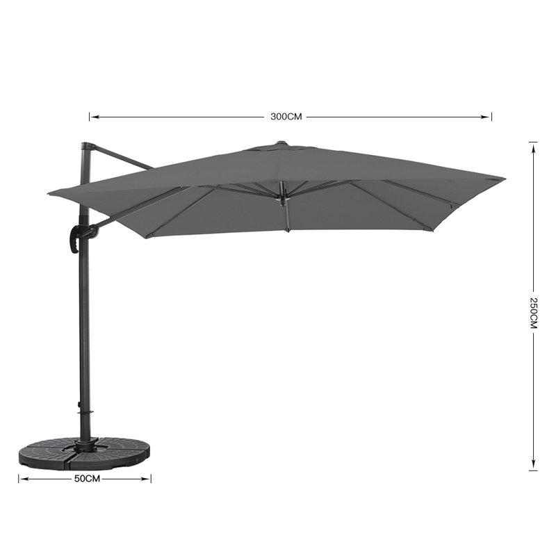 Aanyah 300cm Cantilever Parasol, Dark Grey