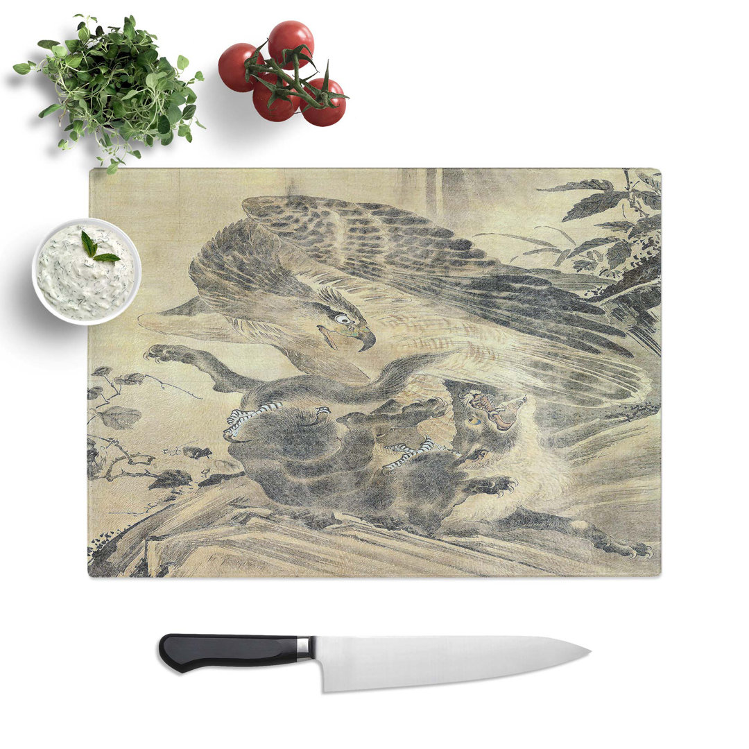 Glass Eagle Attacking A Lion by Kawanabe Kyosai Chopping Board