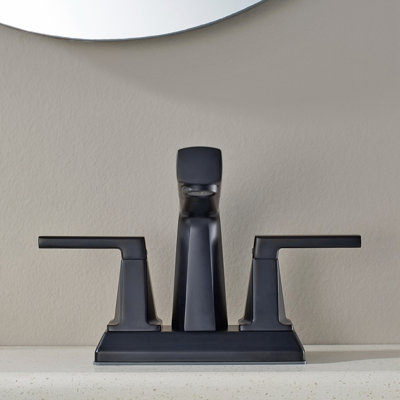 ALPHAUCET Centerset Two-Handle Pull-Out Sprayer Bathrrom Faucet in Matte Black