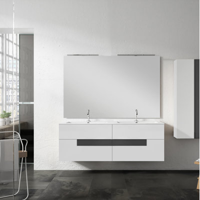 Ensemble de meuble-lavabo double mural 64 "Malika