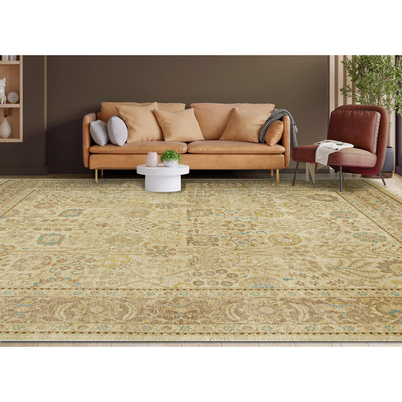 Wool Oriental Area Rug in Ivory/Fawn, Rectangle 10' x 14'