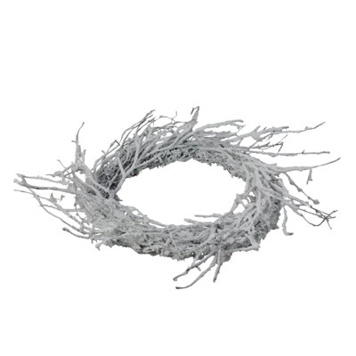 Snow Flocked and Iridescent Glitter Twig Artificial Christmas Wreath - 24-Inch Unlit