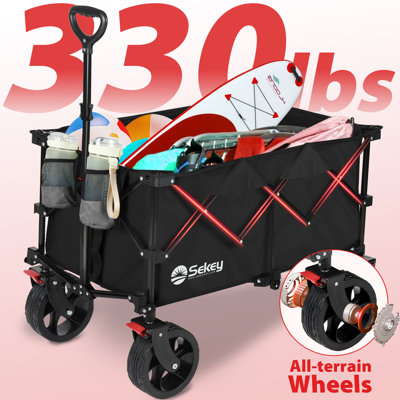 Sekey 200L Beach Collapsible Wagon Adjustable Handle Foldable Wagon Cart -  FW105-US