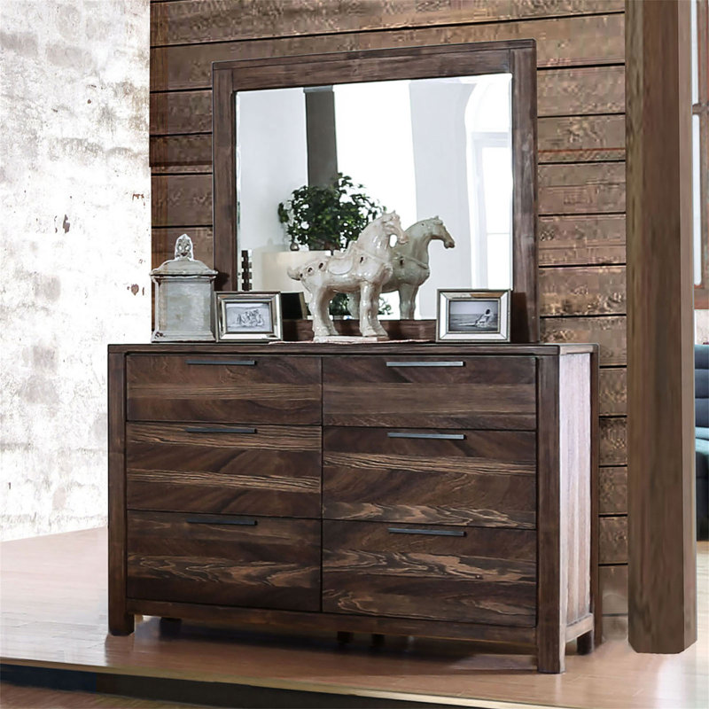 Mobilier de chambre à coucher contemporain contemporain de style rustique avec tiroirs supérieurs doublés de feutre pour commode 1 pièce