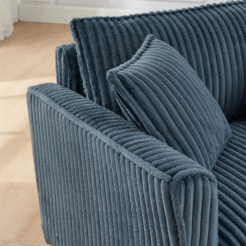 46" W Corduroy Armchair, Blue