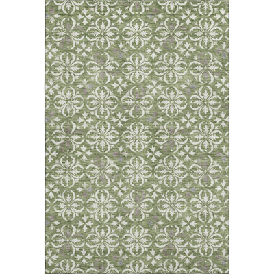 Premium Machine Washable Prisco Green Rug