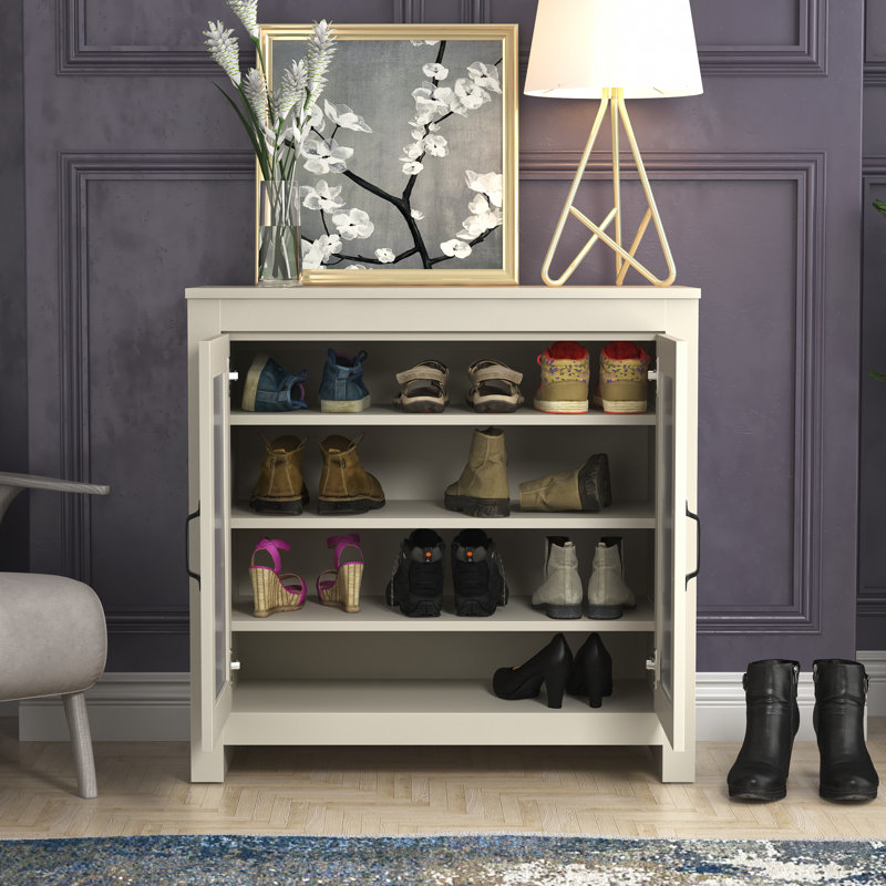 Allivia 12 Pair Shoe Storage Cabinet, Ivory