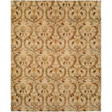 Wool Damask Area Rug in Beige