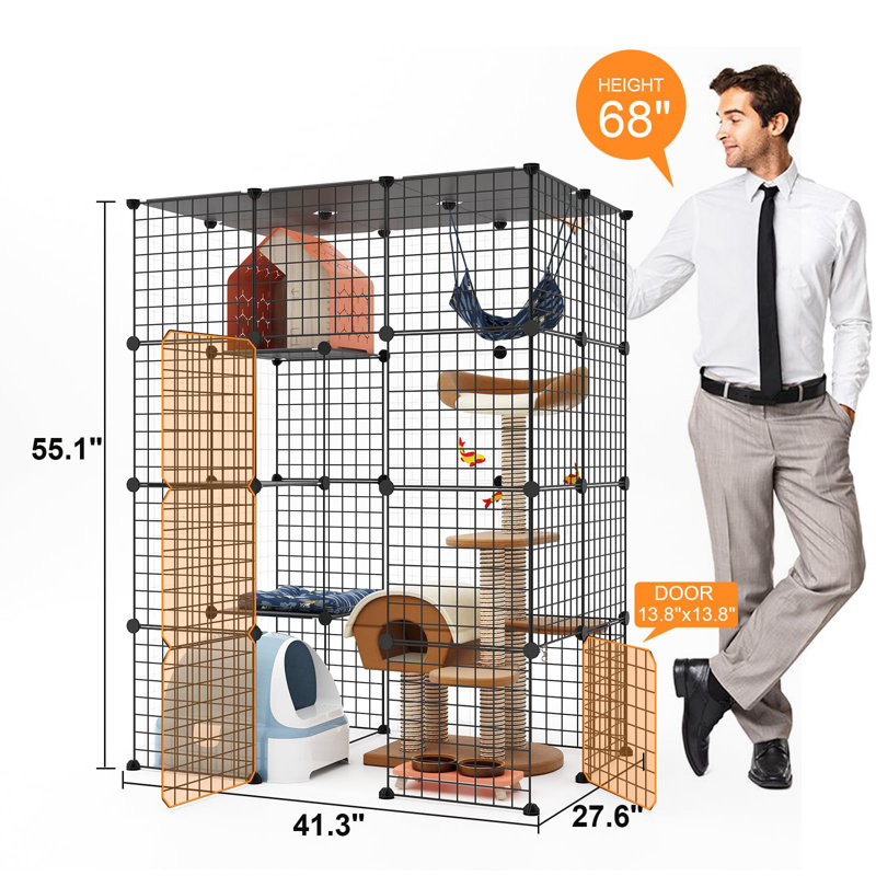 Cage à 4 niveaux pour chat avec cage de chat à l'intérieur