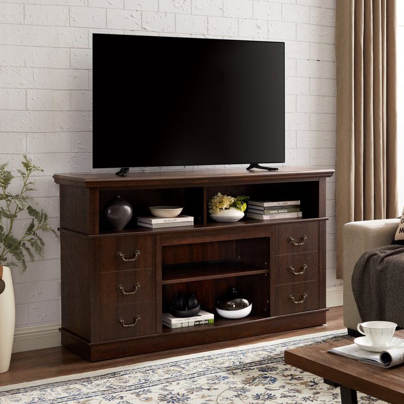 Espresso MDF Rustic Farmhouse TV Media Console with Storage, 60"
