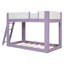 Lit superposé bas simple, lit superposé convertible en bois avec échelle réversible, barrières de sécurité, violet et blanc-1836506691-1836506690