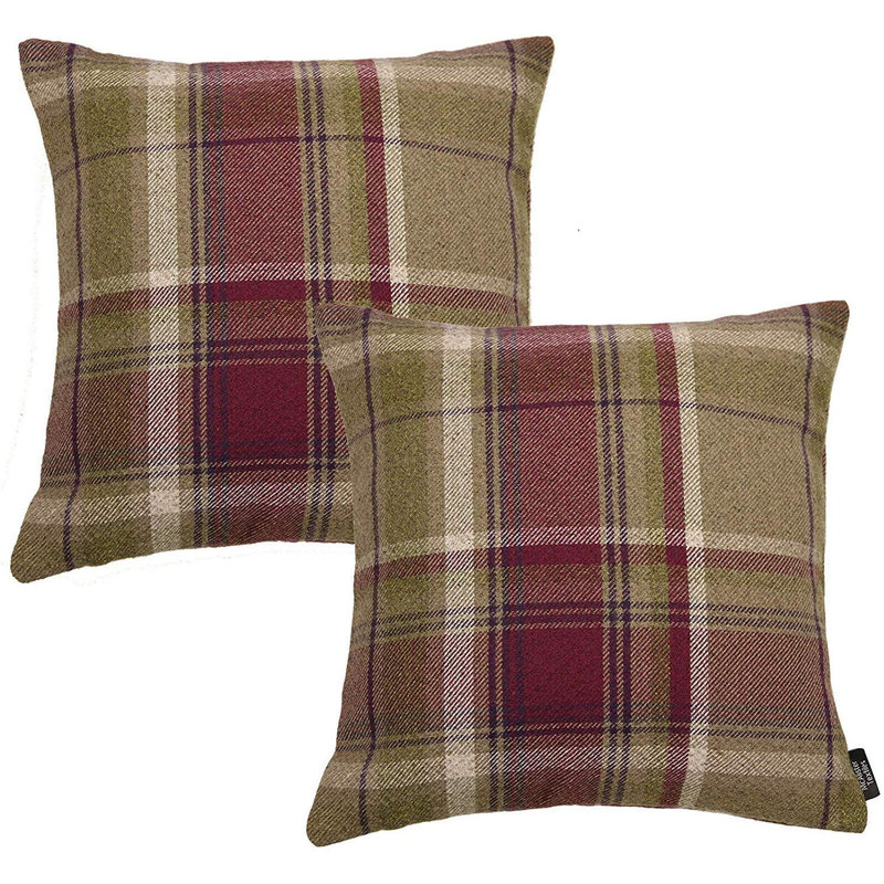 Mulberry Plaid Cotton Polyester Flannel Pillow Covers