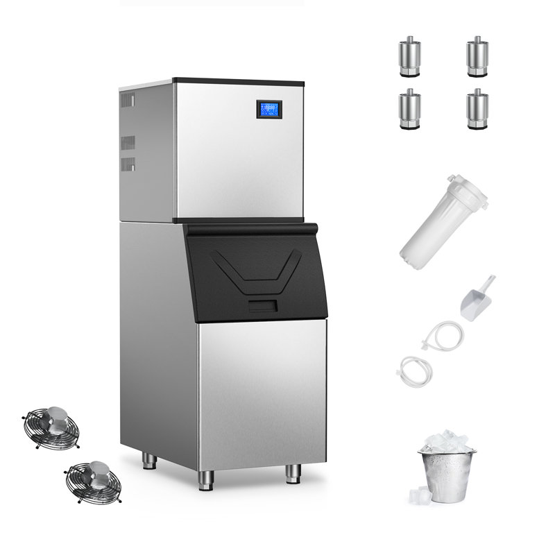 Commercial Silver Stainless Steel Freestanding Ice Maker with 450 lb Daily Production