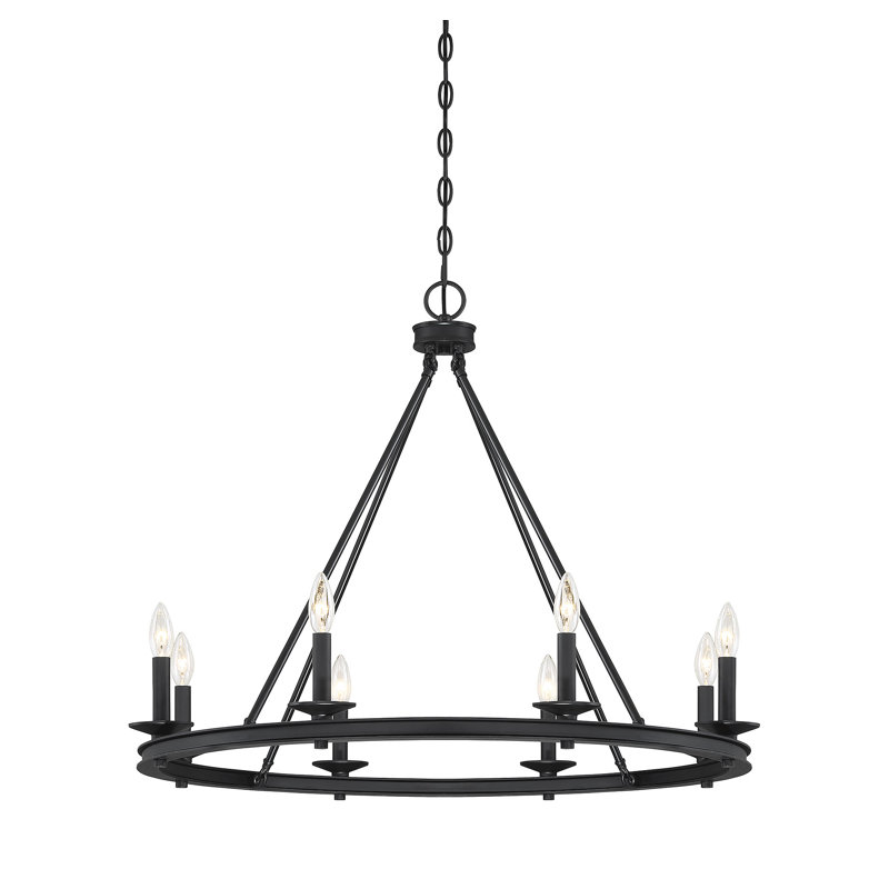 8-Light Chandelier, Bronze classique, H 25 po x l 33 po x P 33 po, 8