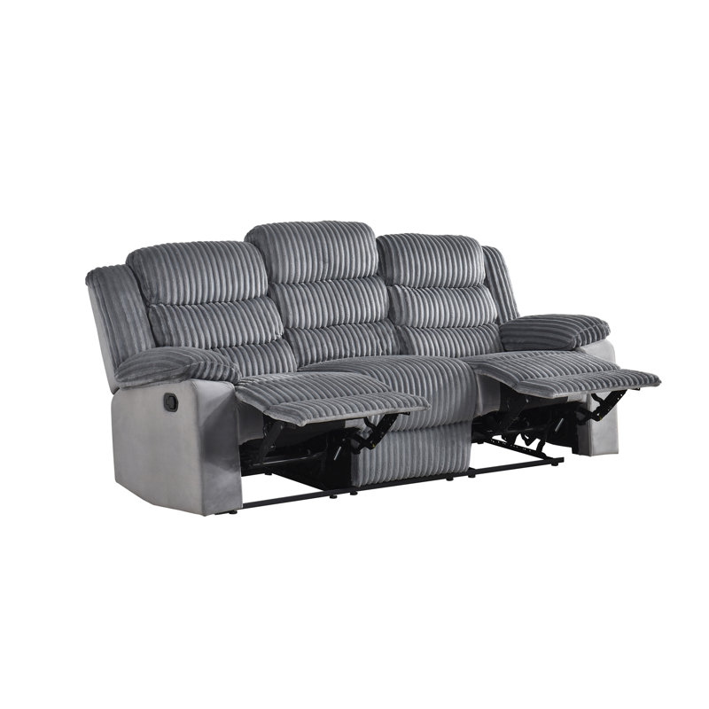 Canapé inclinable double, velours côtelé gris, Grey Corduroy